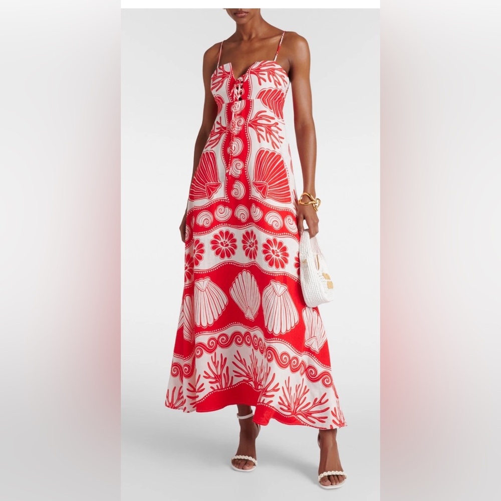Calypso St. Barth Red and White Printed Maxi Dress